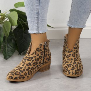 V-Cut Pointed Ankle Boots