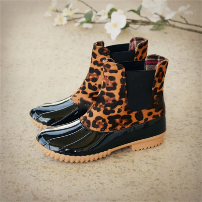 Leopard Waterproof Ankle Boots