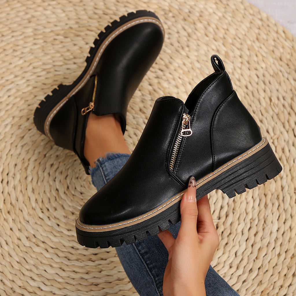 Chic Zip-Up Wedge Boots