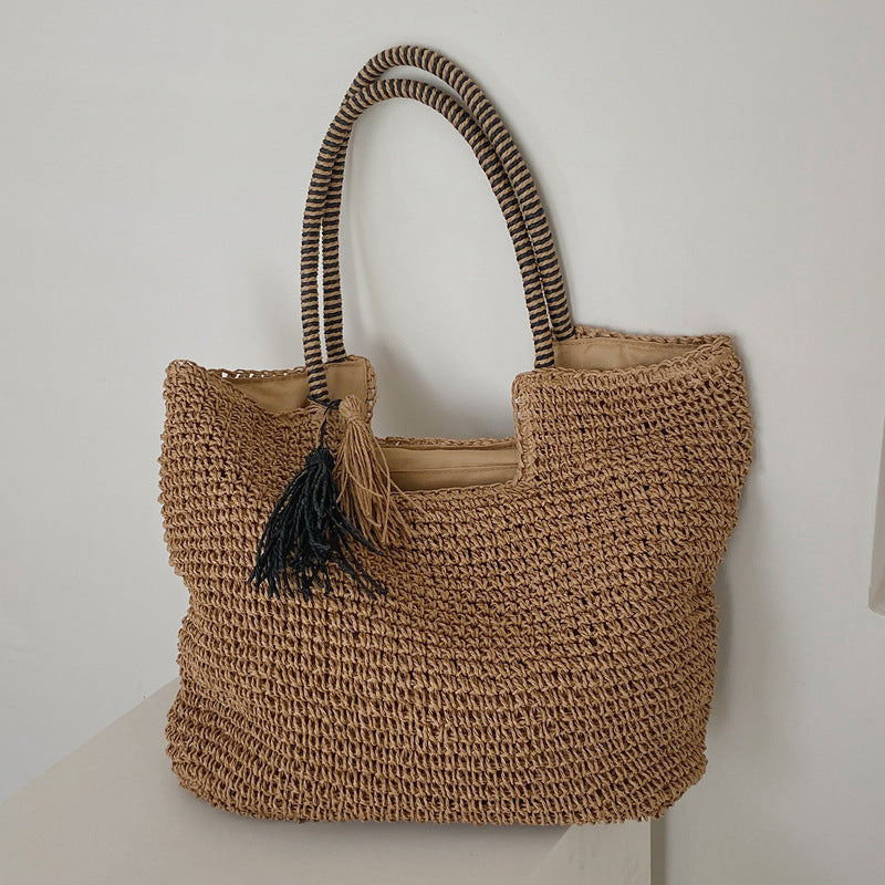Woven Tassel Tote Bag