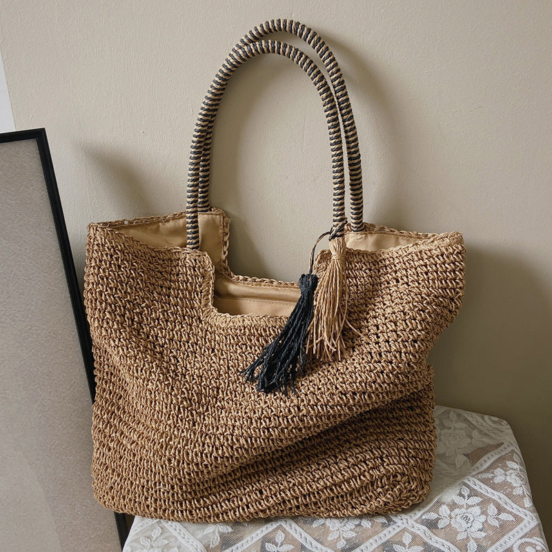 Woven Tassel Tote Bag