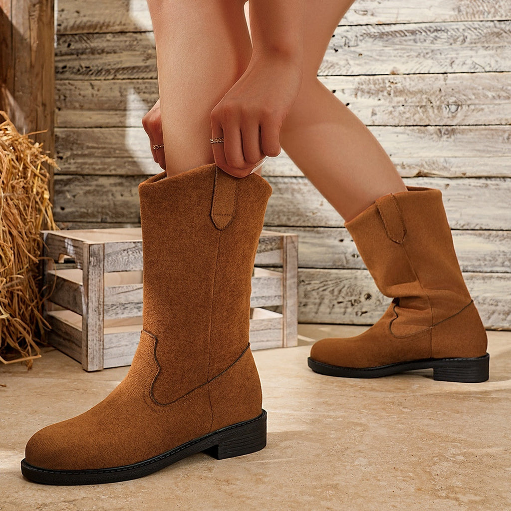 Western-Inspired Mid-Calf Boots