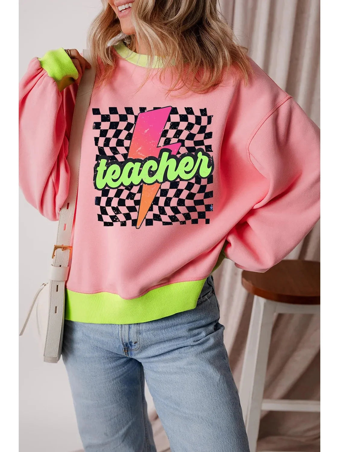Retro Teacher Graphic Sweatshirt
