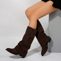Western Suede Mid-Calf Boots