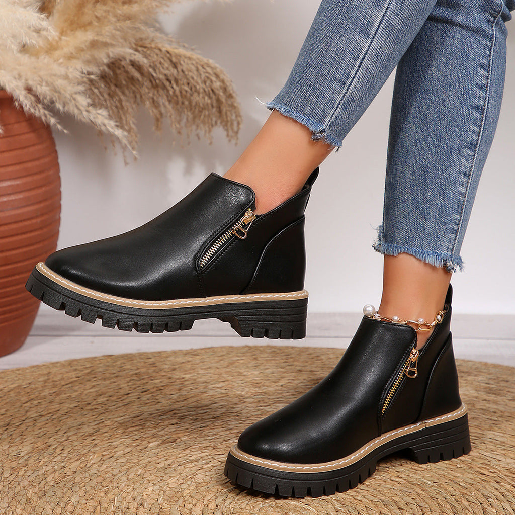 Chic Zip-Up Wedge Boots
