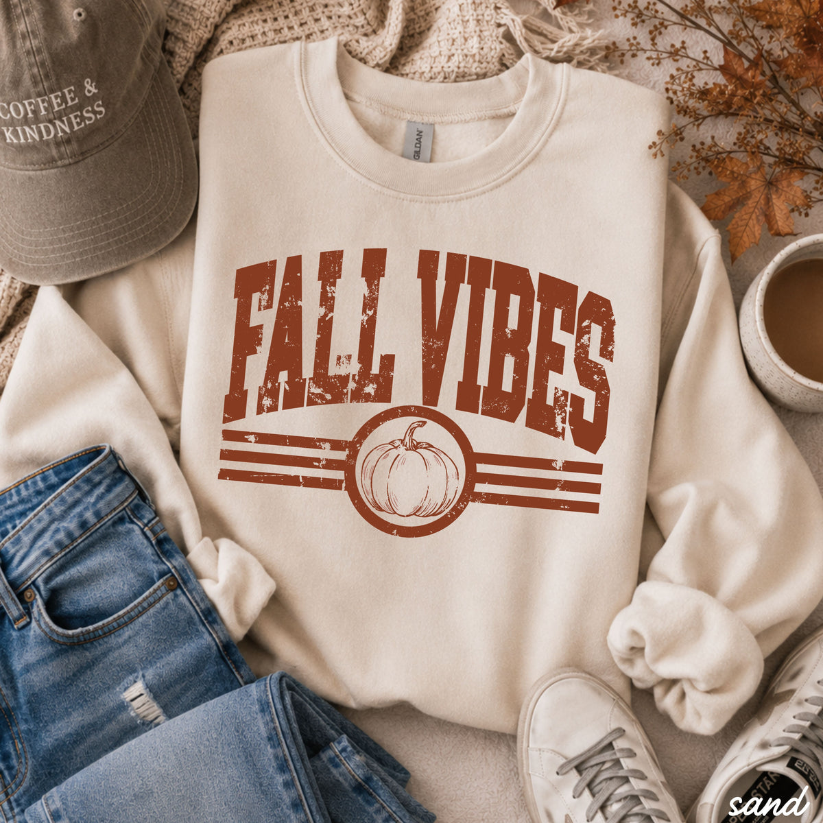 Fall Vibes Pumpkin Graphic Sweatshirt