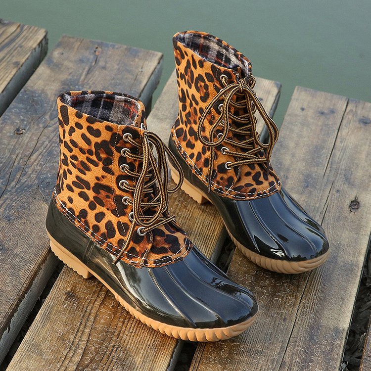Leopard Waterproof Ankle Boots