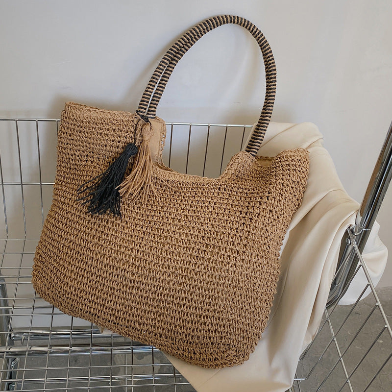 Woven Tassel Tote Bag