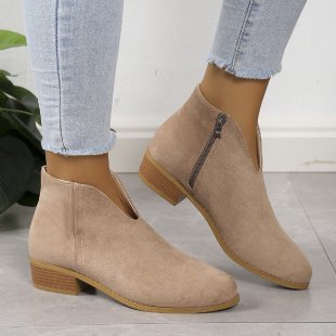 V-Cut Pointed Ankle Boots