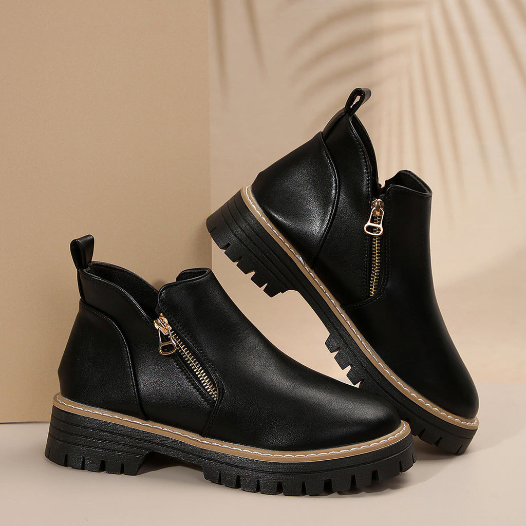 Chic Zip-Up Wedge Boots