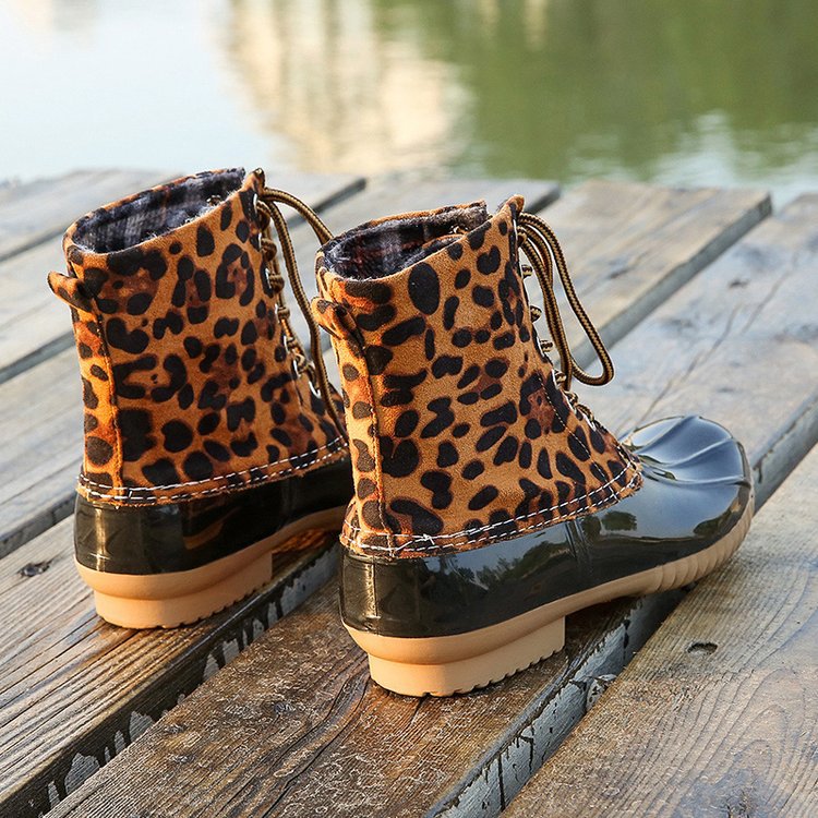Leopard Waterproof Ankle Boots
