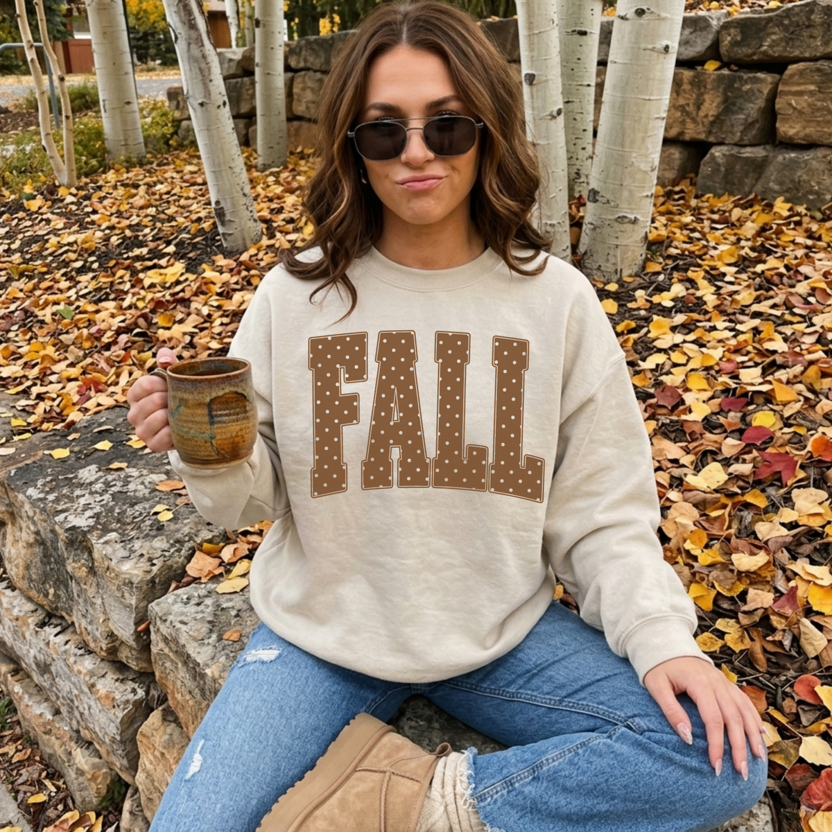 Fall Polka Dot Crewneck Sweatshirt