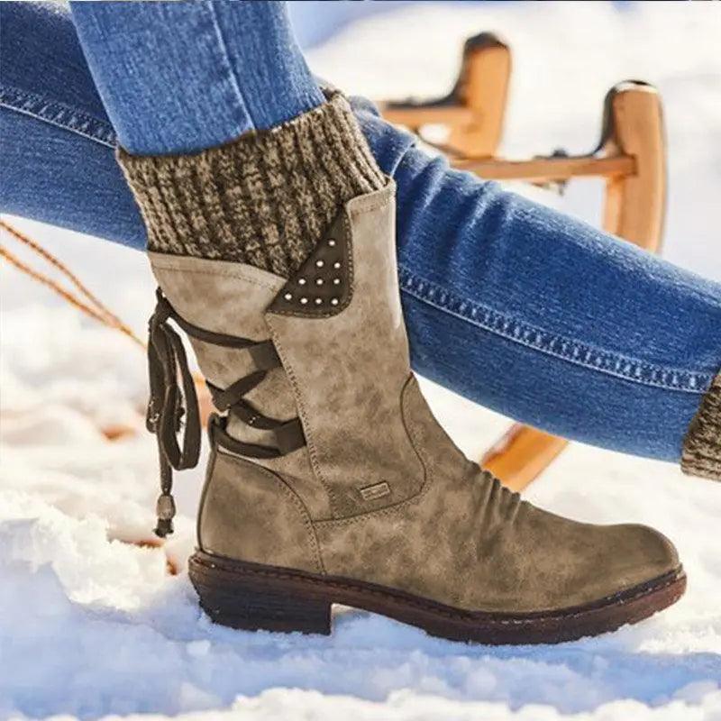Cozy Buckle Mid-Calf Boots